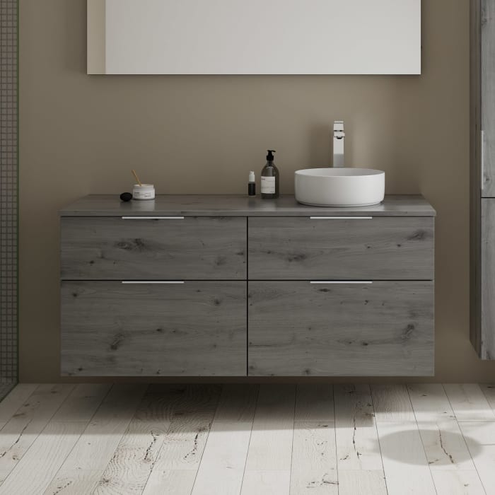 burgbad Eqio Waschtischunterschrank mit Konsolenplatte 140 cm, rechts, mit Griff G0146