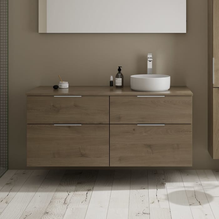 burgbad Eqio Waschtischunterschrank mit Konsolenplatte 140 cm, rechts, mit Griff G0146