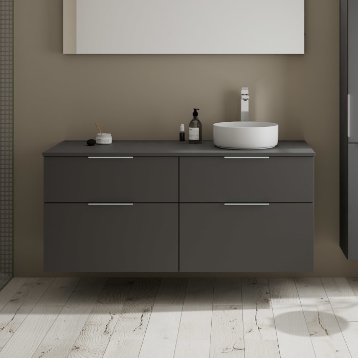 burgbad Eqio Waschtischunterschrank mit Konsolenplatte 140 cm, rechts, mit Griff G0146