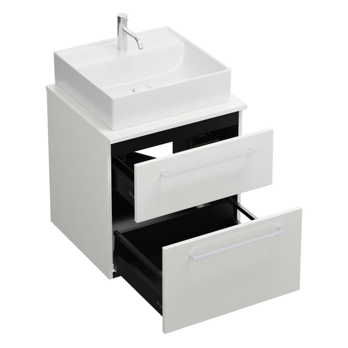 burgbad Eqio Waschtischunterschrank mit Konsolenplatte 60 cm, mit Stangengriff P95