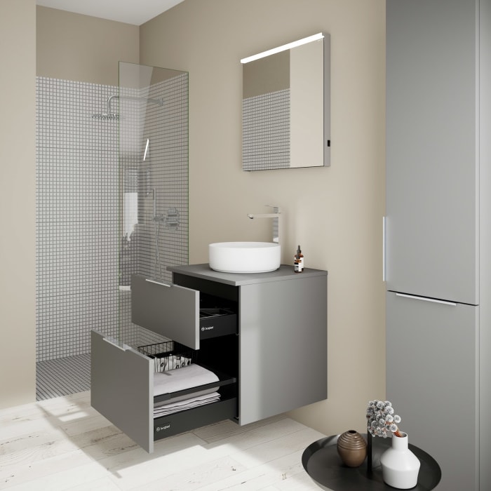 burgbad Eqio Waschtischunterschrank mit Konsolenplatte 60 cm, mit Griff G0146