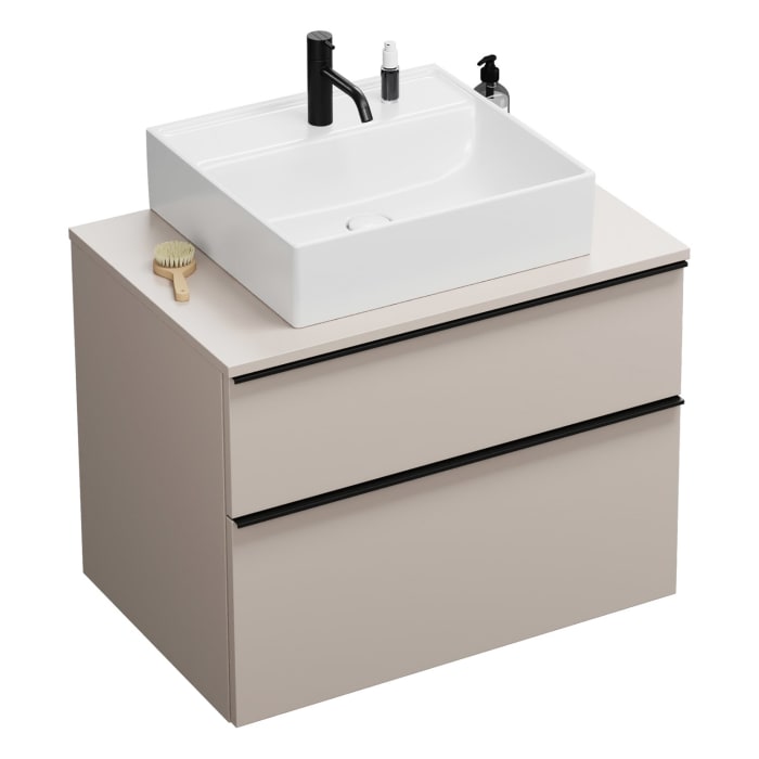 burgbad Eqio Waschtischunterschrank mit Konsolenplatte 80 cm, mit Griffleiste G0252