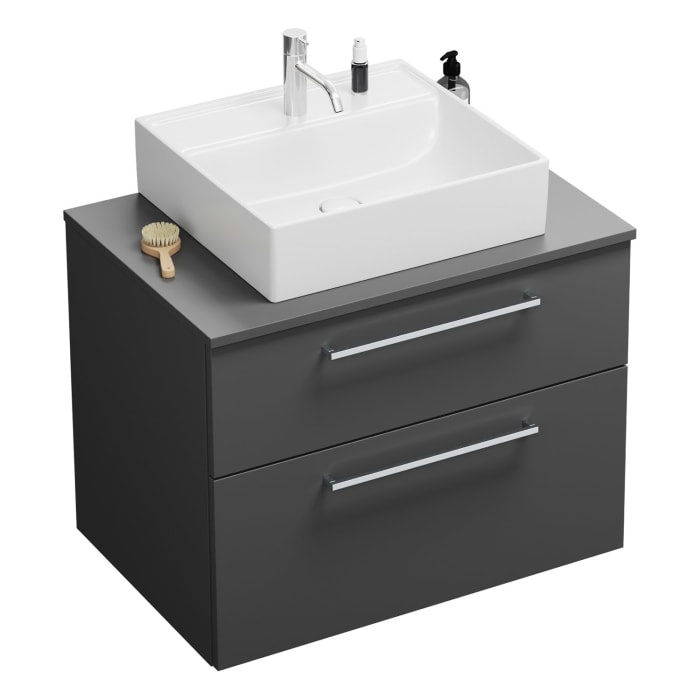 burgbad Eqio Waschtischunterschrank mit Konsolenplatte 80 cm, mit Stangengriff P95