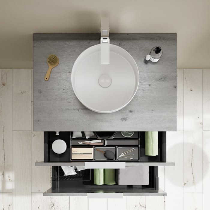 burgbad Eqio Waschtischunterschrank mit Konsolenplatte 80 cm, mit Griff G0146