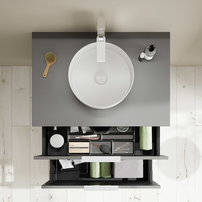 burgbad Eqio Waschtischunterschrank mit Konsolenplatte 80 cm, mit Griff G0146