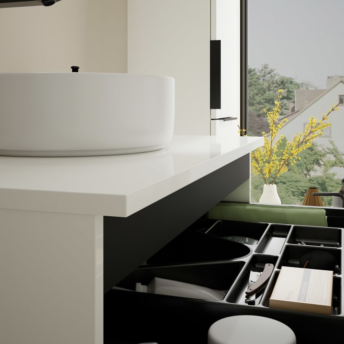 burgbad Eqio Waschtischunterschrank mit Konsolenplatte 80 cm, mit Griff G0200