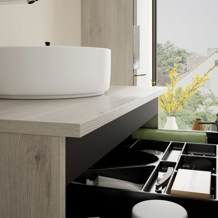 burgbad Eqio Waschtischunterschrank mit Konsolenplatte 80 cm, mit Griff G0146
