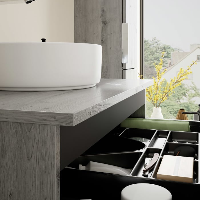 burgbad Eqio Waschtischunterschrank mit Konsolenplatte 80 cm, mit Griff G0146