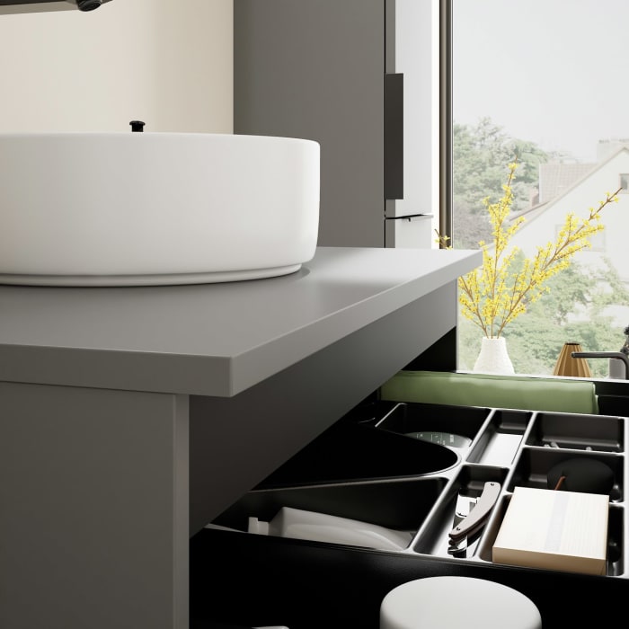 burgbad Eqio Waschtischunterschrank mit Konsolenplatte 80 cm, mit Griff G0200