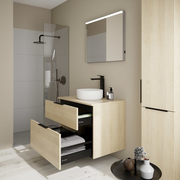 burgbad Eqio Waschtischunterschrank mit Konsolenplatte 80 cm, mit Griff G0200