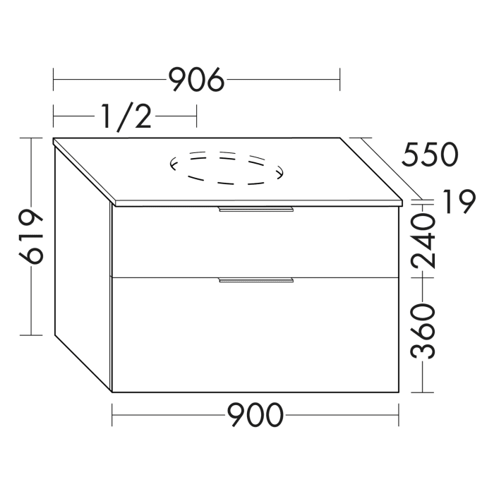 burgbad Eqio Waschtischunterschrank mit Konsolenplatte 90 cm, mit Griff G0200