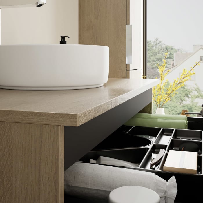 burgbad Eqio Waschtischunterschrank mit Konsolenplatte 90 cm, mit Griff G0146