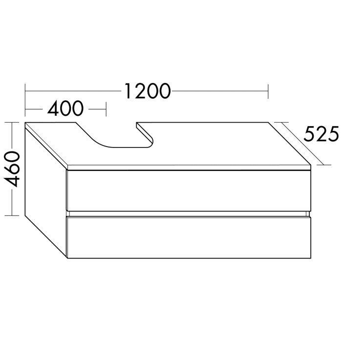 burgbad Cube Ersatz-Korpus zu Waschtischunterschrank 120 x 52,5 x 46 cm, Version Links
