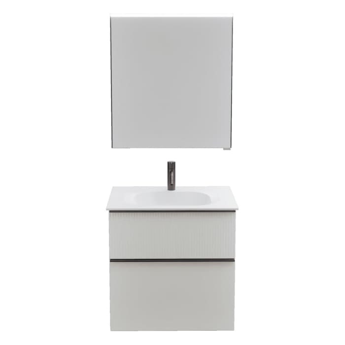 burgbad Fiumo 2.0 Badmöbelset 62 cm mit Waschtisch mit Unterschrank mit Griff G0200 und Spiegelschrank