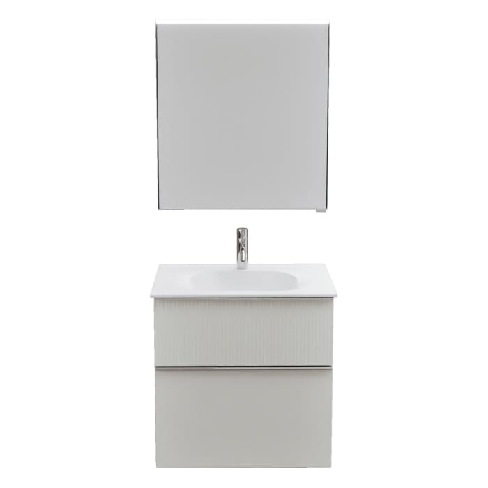 burgbad Fiumo 2.0 Badmöbelset 62 cm mit Waschtisch mit Unterschrank mit Griff G0146 und Spiegelschrank