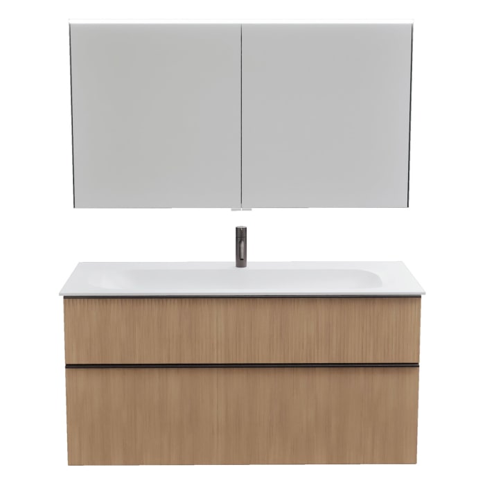 burgbad Fiumo 2.0 Badmöbelset 122 cm mit Waschtisch mit Unterschrank mit Griff G0200 und Spiegelschrank