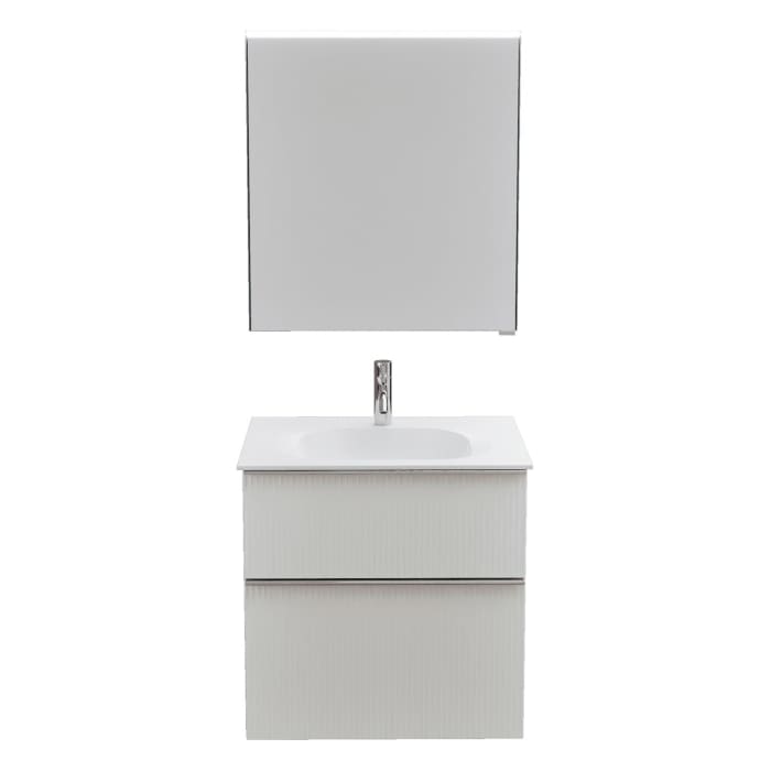 burgbad Fiumo 2.0 Badmöbelset 62 cm mit Waschtisch mit Unterschrank mit Griff G0146 und Spiegelschrank