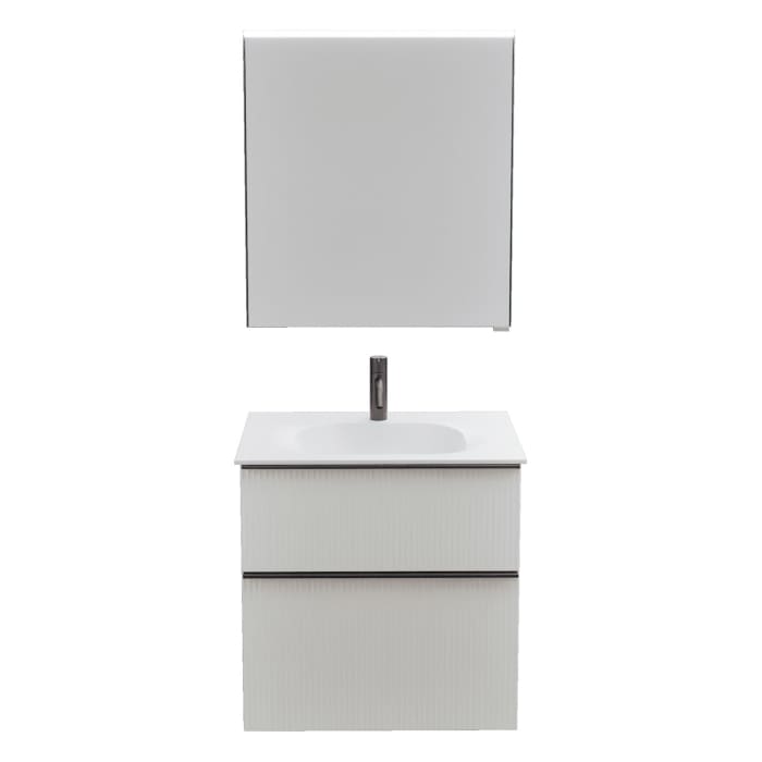 burgbad Fiumo 2.0 Badmöbelset 62 cm mit Waschtisch mit Unterschrank mit Griff G0200 und Spiegelschrank