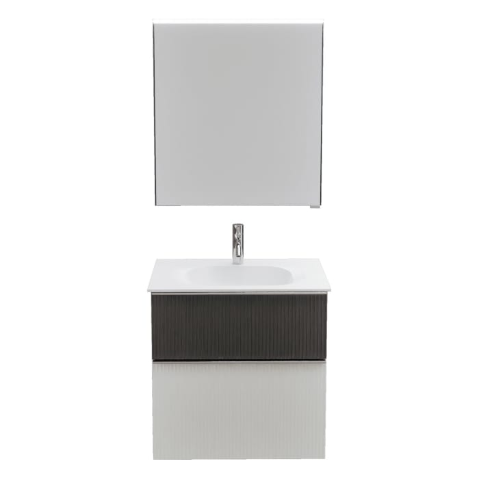 burgbad Fiumo 2.0 Badmöbelset 62 cm mit Waschtisch mit Unterschrank mit Griff G0146 und Spiegelschrank