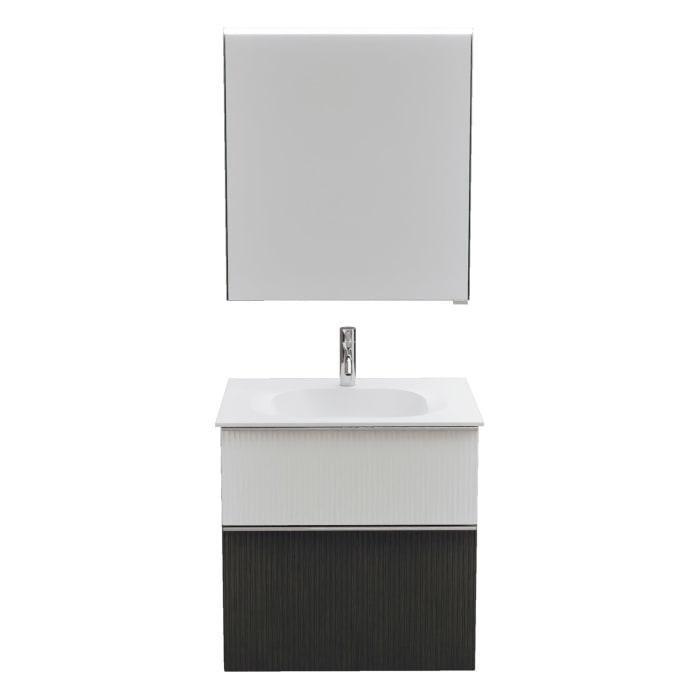 burgbad Fiumo 2.0 Badmöbelset 62 cm mit Waschtisch mit Unterschrank mit Griff G0146 und Spiegelschrank