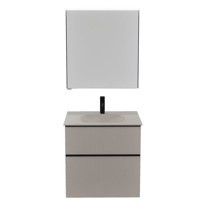 burgbad Fiumo 2.0 Badmöbelset 62 cm mit Waschtisch mit Unterschrank mit Griff G0200 und Spiegelschrank