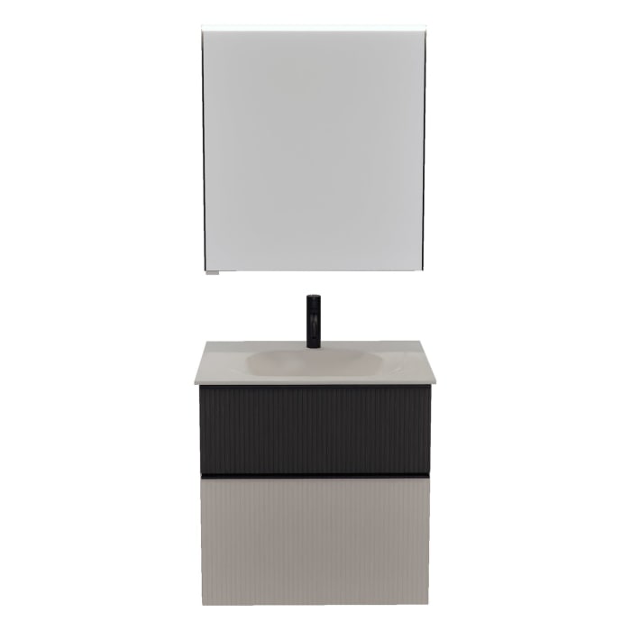 burgbad Fiumo 2.0 Badmöbelset 62 cm mit Waschtisch mit Unterschrank mit Griff G0200 und Spiegelschrank