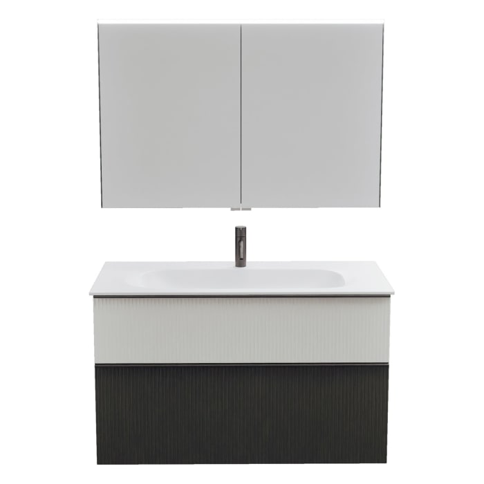 burgbad Fiumo 2.0 Badmöbelset 102 cm mit Waschtisch mit Unterschrank mit Griff G0200 und Spiegelschrank