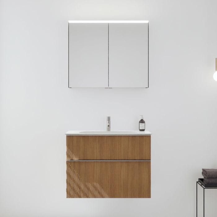 burgbad Fiumo 2.0 Badmöbelset 82 cm mit Waschtisch mit Unterschrank mit Griff G0146 und Spiegelschrank