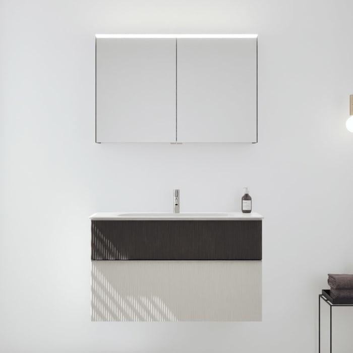 burgbad Fiumo 2.0 Badmöbelset 102 cm mit Waschtisch mit Unterschrank mit Griff G0146 und Spiegelschrank