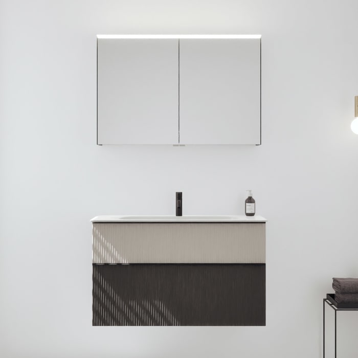 burgbad Fiumo 2.0 Badmöbelset 102 cm mit Waschtisch mit Unterschrank mit Griff G0200 und Spiegelschrank