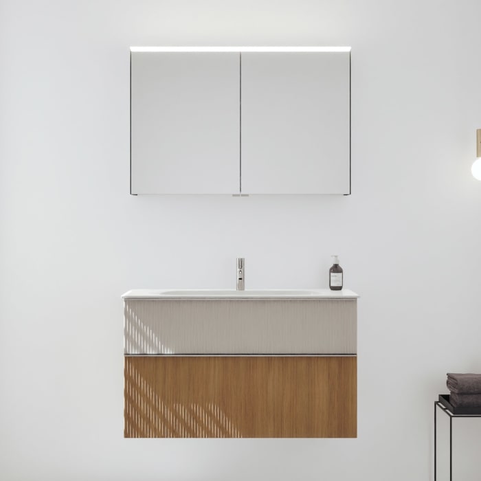 burgbad Fiumo 2.0 Badmöbelset 102 cm mit Waschtisch mit Unterschrank mit Griff G0146 und Spiegelschrank