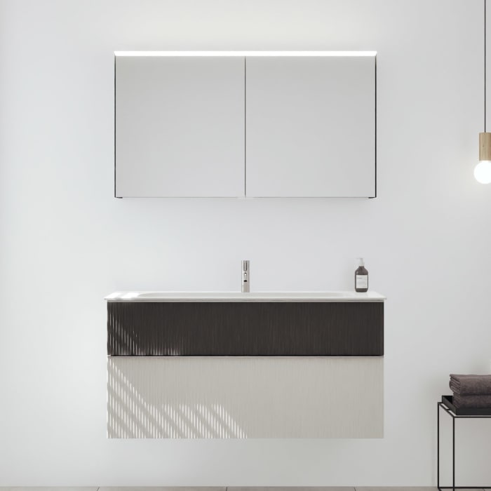 burgbad Fiumo 2.0 Badmöbelset 122 cm mit Waschtisch mit Unterschrank mit Griff G0146 und Spiegelschrank