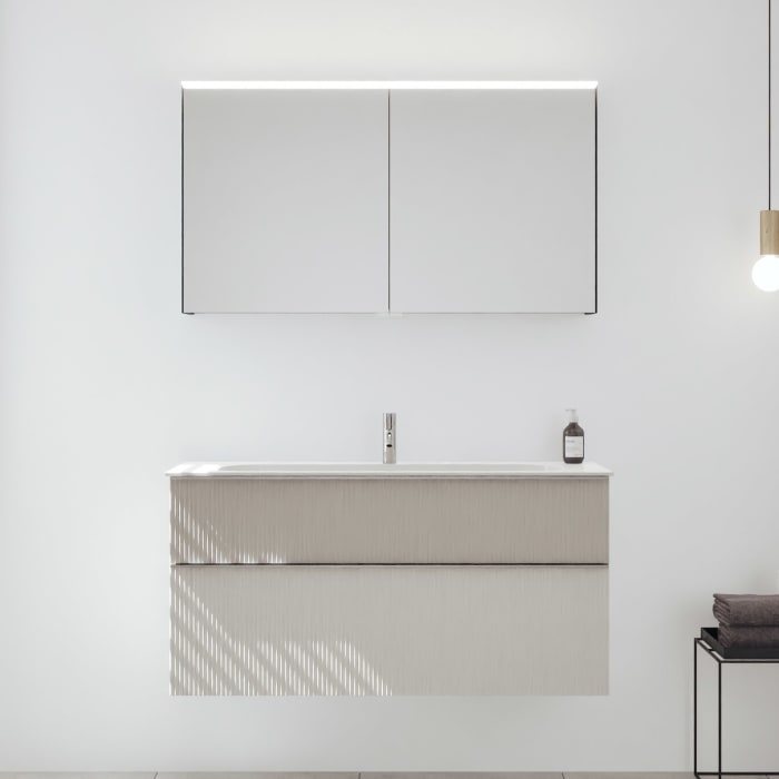 burgbad Fiumo 2.0 Badmöbelset 122 cm mit Waschtisch mit Unterschrank mit Griff G0146 und Spiegelschrank