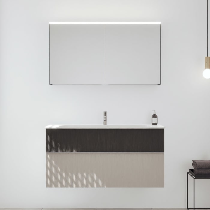 burgbad Fiumo 2.0 Badmöbelset 122 cm mit Waschtisch mit Unterschrank mit Griff G0146 und Spiegelschrank