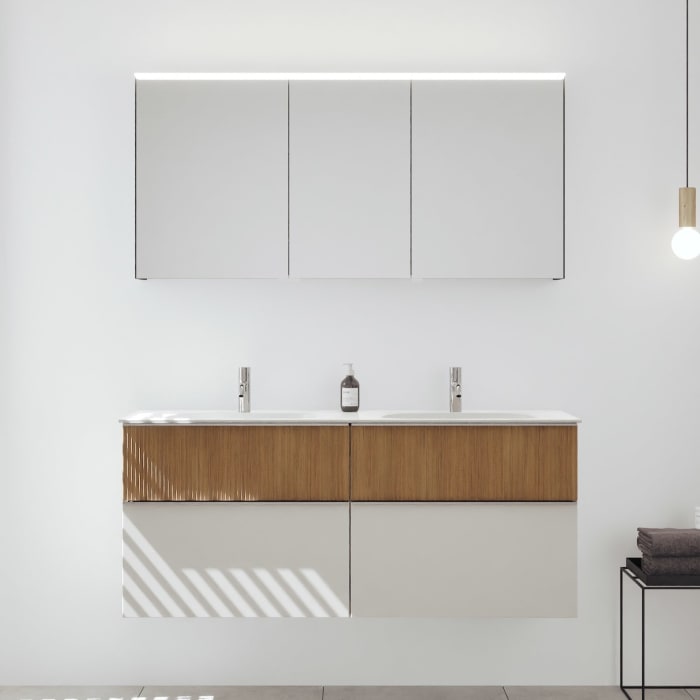 burgbad Fiumo 2.0 Badmöbelset 142 cm mit Waschtisch mit Unterschrank mit Griff G0146 und Spiegelschrank