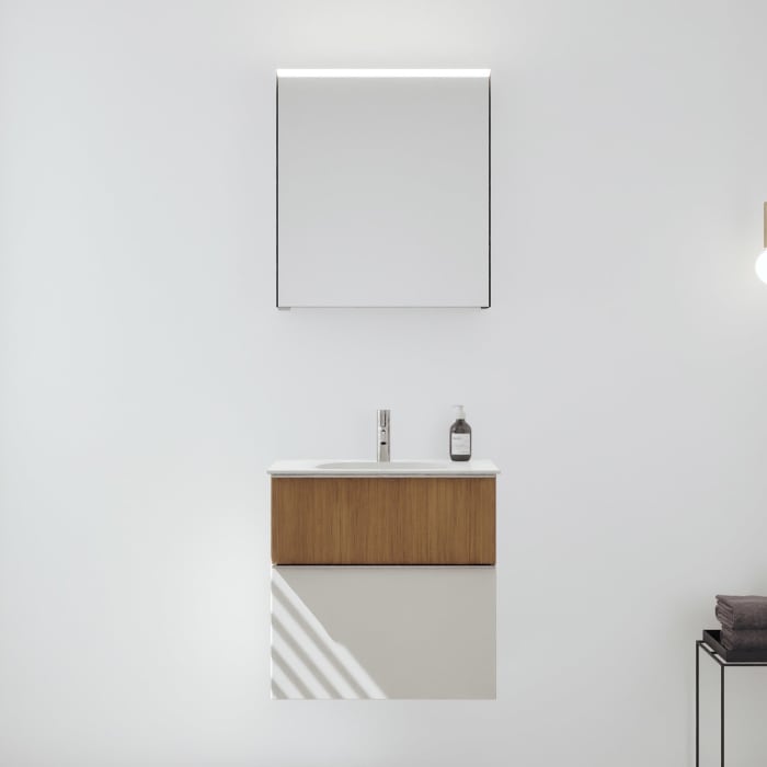 burgbad Fiumo 2.0 Badmöbelset 62 cm mit Waschtisch mit Unterschrank mit Griff G0146 und Spiegelschrank