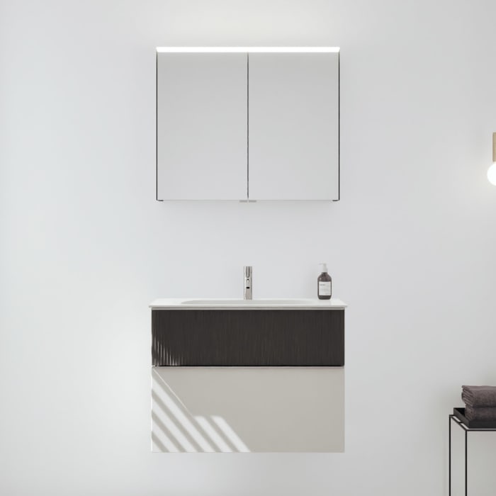 burgbad Fiumo 2.0 Badmöbelset 82 cm mit Waschtisch mit Unterschrank mit Griff G0146 und Spiegelschrank