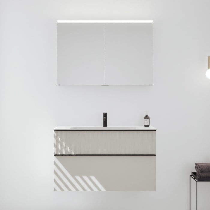 burgbad Fiumo 2.0 Badmöbelset 102 cm mit Waschtisch mit Unterschrank mit Griff G0200 und Spiegelschrank