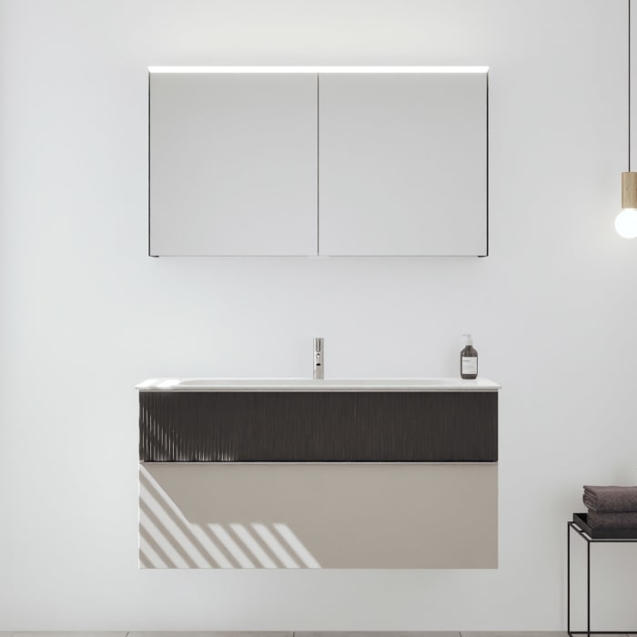 burgbad Fiumo 2.0 Badmöbelset 122 cm mit Waschtisch mit Unterschrank mit Griff G0146 und Spiegelschrank