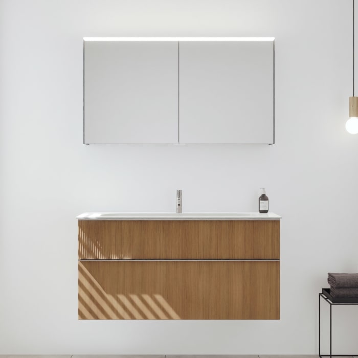 burgbad Fiumo 2.0 Badmöbelset 122 cm mit Waschtisch mit Unterschrank mit Griff G0146 und Spiegelschrank