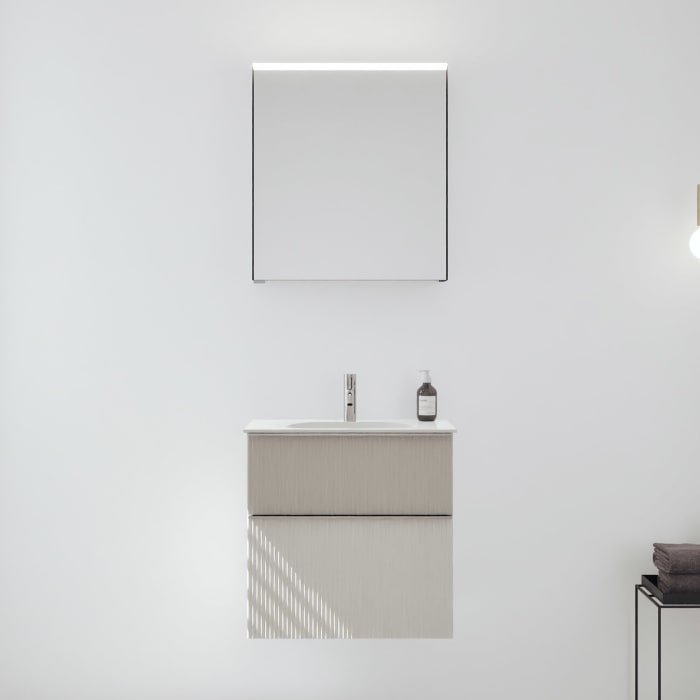 burgbad Fiumo 2.0 Badmöbelset 62 cm mit Waschtisch mit Unterschrank mit Griff G0146 und Spiegelschrank