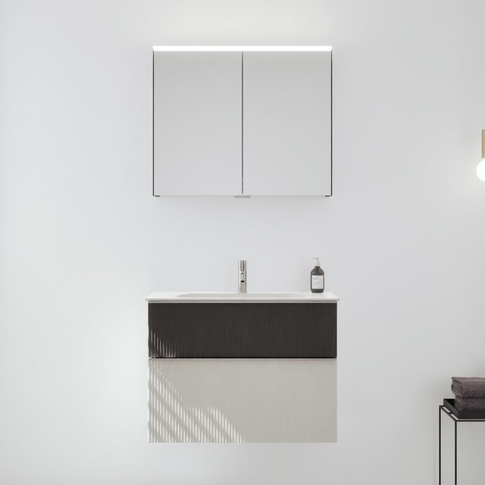 burgbad Fiumo 2.0 Badmöbelset 82 cm mit Waschtisch mit Unterschrank mit Griff G0146 und Spiegelschrank