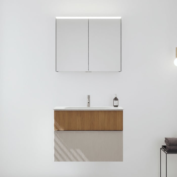 burgbad Fiumo 2.0 Badmöbelset 82 cm mit Waschtisch mit Unterschrank mit Griff G0146 und Spiegelschrank