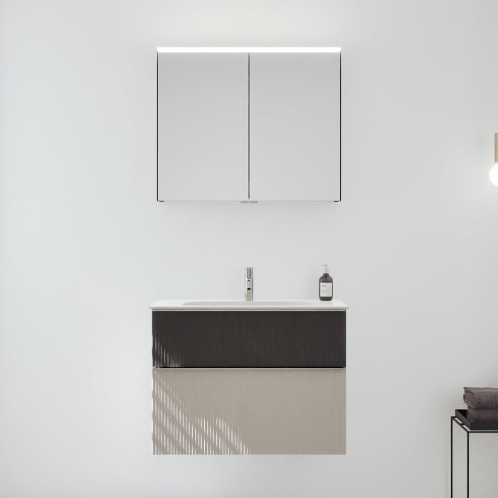 burgbad Fiumo 2.0 Badmöbelset 82 cm mit Waschtisch mit Unterschrank mit Griff G0146 und Spiegelschrank