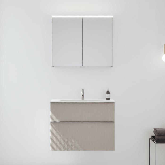 burgbad Fiumo 2.0 Badmöbelset 82 cm mit Waschtisch mit Unterschrank mit Griff G0146 und Spiegelschrank