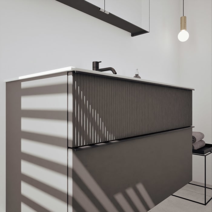 burgbad Fiumo 2.0 Badmöbelset 102 cm mit Waschtisch mit Unterschrank mit Griff G0200 und Spiegelschrank