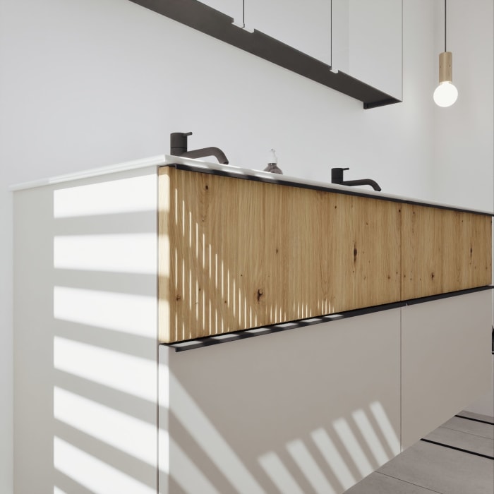 burgbad Fiumo 2.0 Badmöbelset 142 cm mit Waschtisch mit Unterschrank mit Griff G0200 und Spiegelschrank