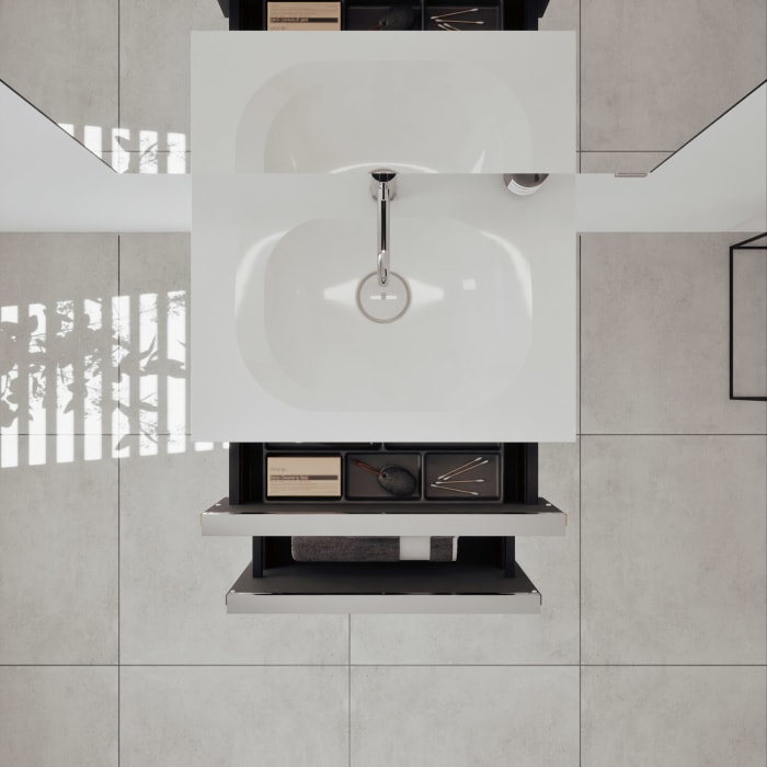 burgbad Fiumo 2.0 Badmöbelset 62 cm mit Waschtisch mit Unterschrank mit Griff G0146 und Spiegelschrank