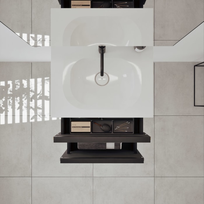 burgbad Fiumo 2.0 Badmöbelset 62 cm mit Waschtisch mit Unterschrank mit Griff G0200 und Spiegelschrank