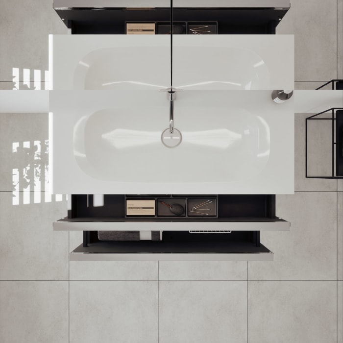 burgbad Fiumo 2.0 Badmöbelset 102 cm mit Waschtisch mit Unterschrank mit Griff G0146 und Spiegelschrank